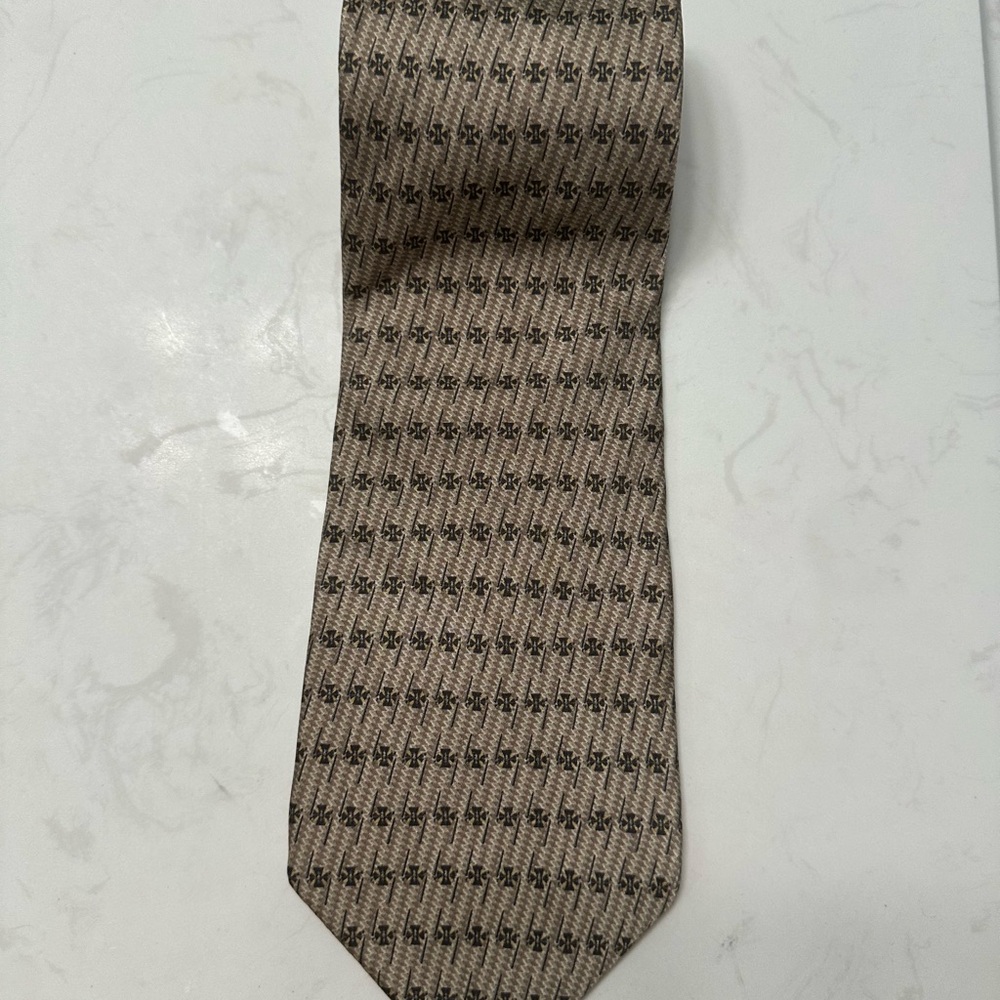 Bill Blass Tan and Black Geometric Tie